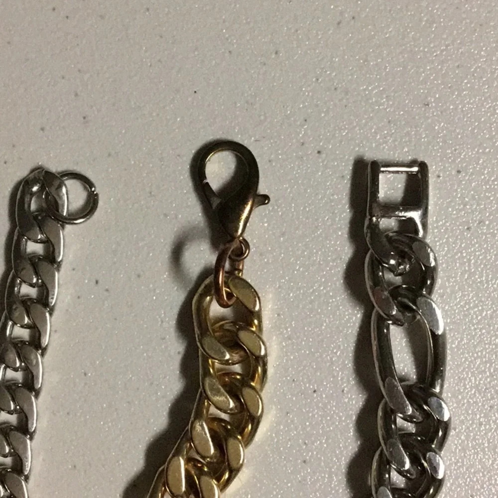 3 MIX CUBAN  LINK CHAIN  UNISEX BRACELET GOLD‎ & SILVER TONED